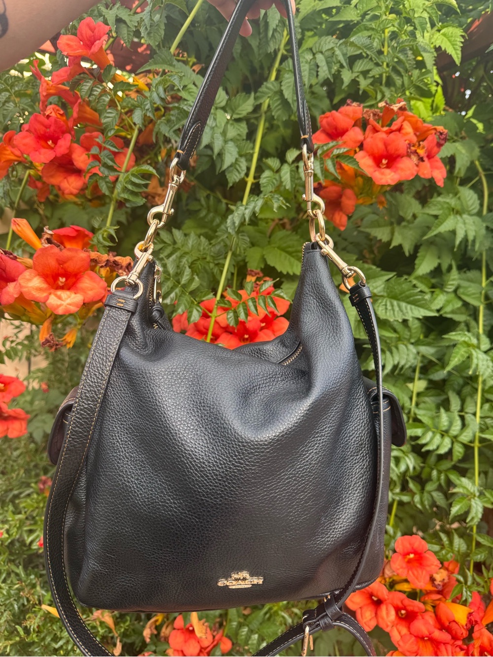 Coach Black Pebbled Leather Pennie Shoulder Bag